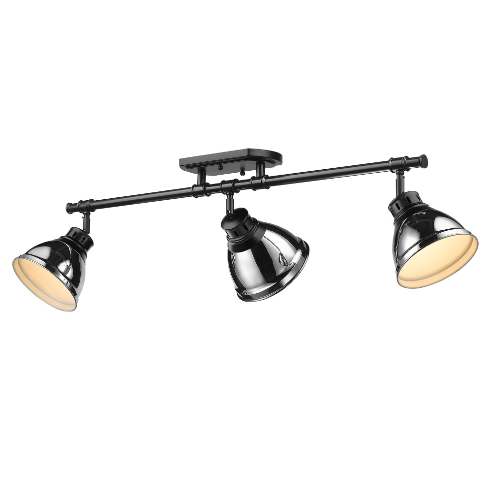 Yep by Golden Lighting Duncan 3-light Semi-Flush Mount in Matte Black and Chrome shade
